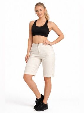 a.n.a Ivory Bermuda Shorts Size 12 Mid Rise Casual Summer Stretch
